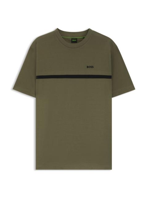 BOSS COTTON T-SHIRT WITH LOGO AND STRIPE