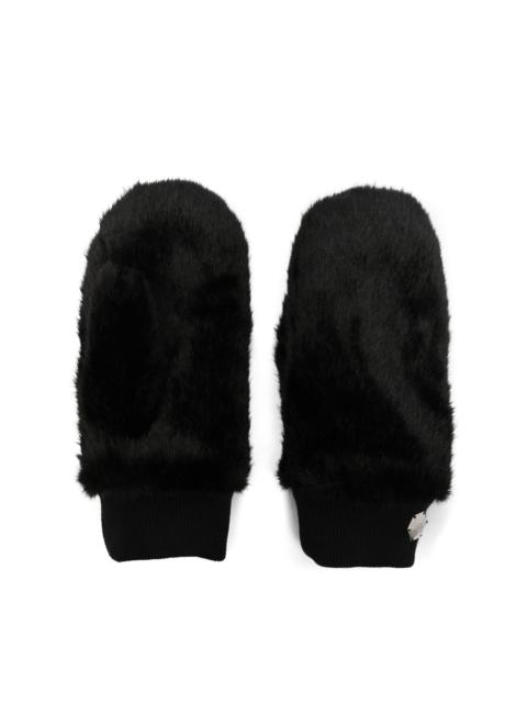 logo-plaque faux-fur gloves
