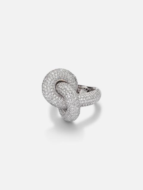 ENGELBERT Legacy Knot Big 18kt white gold ring with diamonds