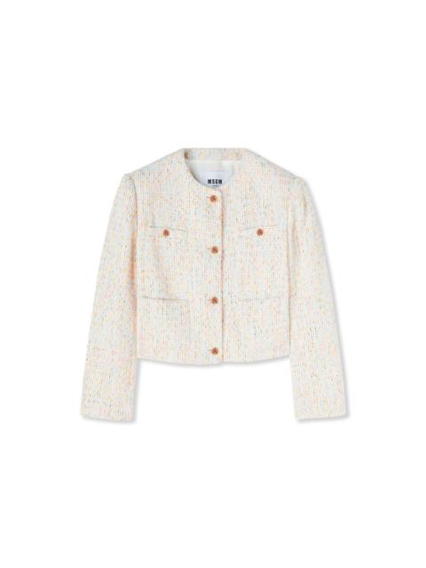 MSGM Multicolor tweed short jacket with  pockets