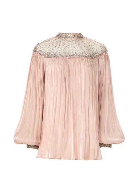 COSTARELLOS Timea crystal-embellished balloon-sleeve blouse