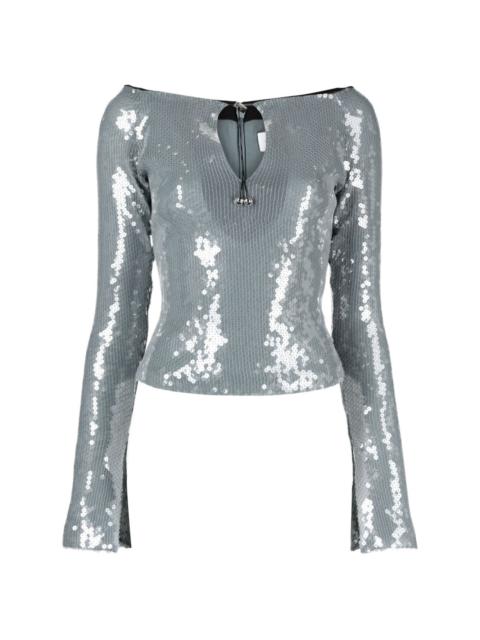 Solace off-shoulder sequinned top