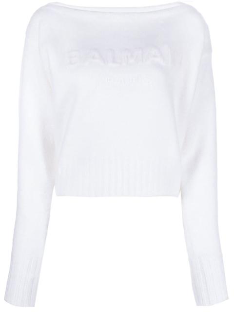 Balmain slash-neck long-sleeve jumper