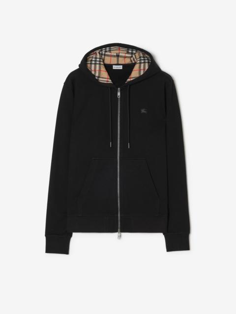 Burberry Check Hood Cotton Zip Hoodie