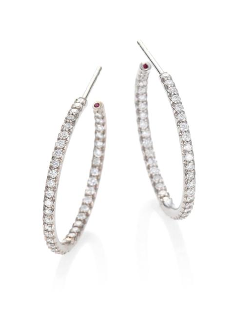 ROBERTO COIN Women's 18K White Gold & Diamond Medium Hoop Earrings - White Gold
