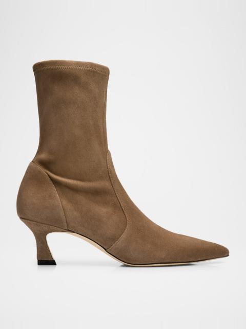 Stuart Weitzman 50mm Vinnie Suede Stretch Booties