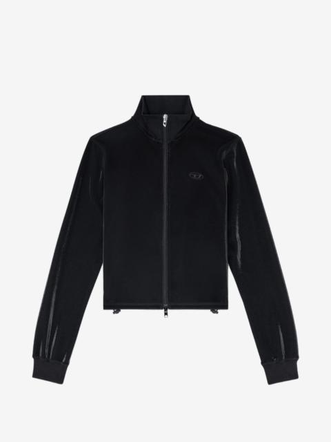 Diesel zipped sweatshirt with shiny piquet effect