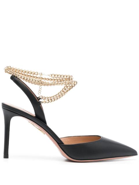 AQUAZZURA 섬광 95mm 가죽 펌프