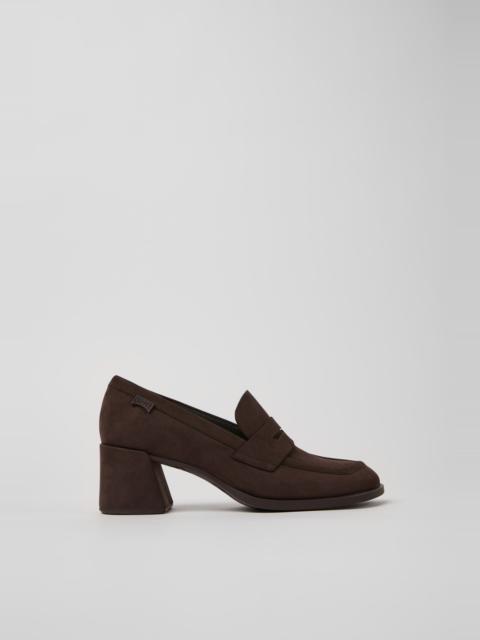 CAMPER Kora Brown Nubuck Moccasins for Women.