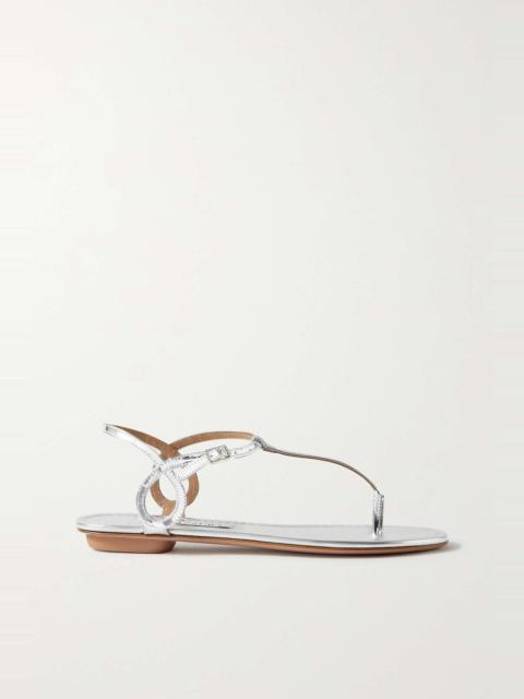 AQUAZZURA Almost Bare metallic leather sandals Silver