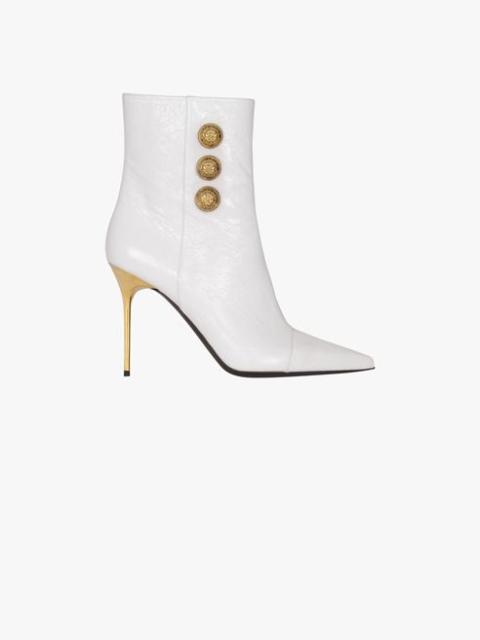 Balmain White leather Roni ankle boots