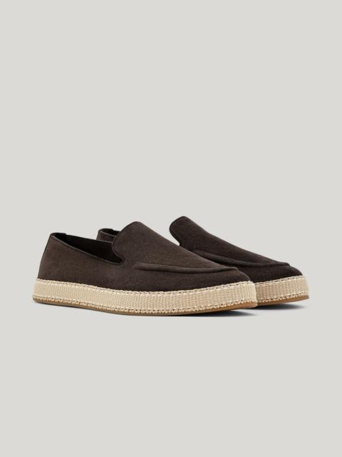 Canali BROWN SUEDE ESPADRILLES LOAFERS WITH RUBBER SOLE