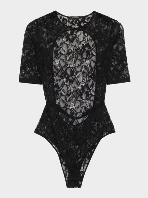 KIKI DE MONTPARNASSE Sophie Open-Back Stretch Lace Bodysuit