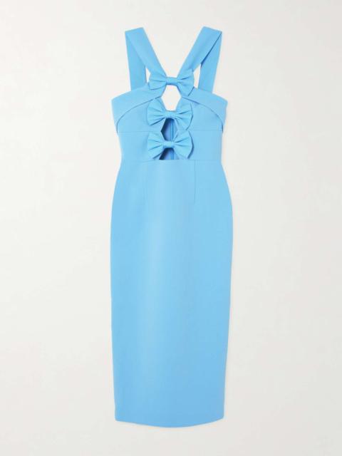 REBECCA VALLANCE Skye taffeta-trimmed cutout cloqué midi dress Light blue
