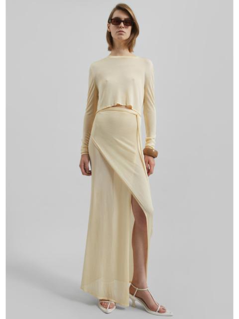 The Frankie Shop Alsen Thin Knit Wrap Skirt - Pale Yellow