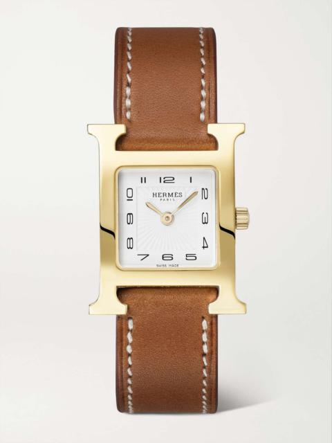 Hermès Heure H 25mm small gold-plated leather watch