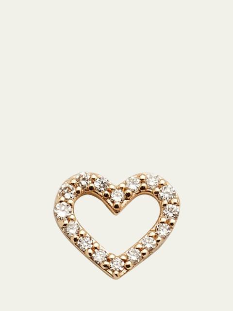 SYDNEY EVAN 14K Small Open Heart Stud Earring with Diamonds, Single
