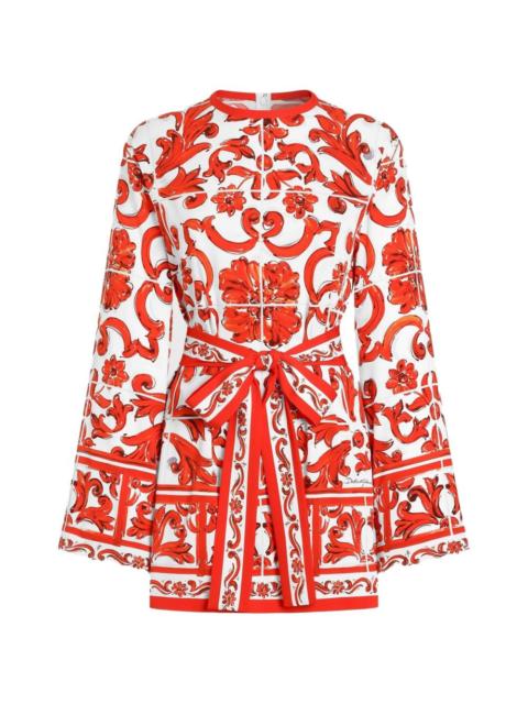 Dolce & Gabbana Majolica-print charmeuse shirt
