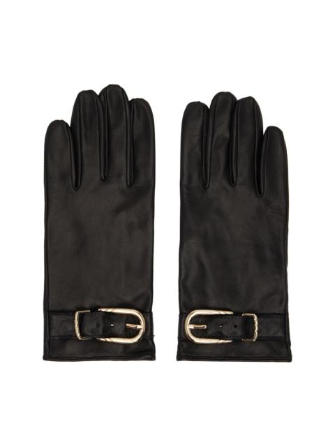 ERNEST W. BAKER Black Leather Buckle Gloves