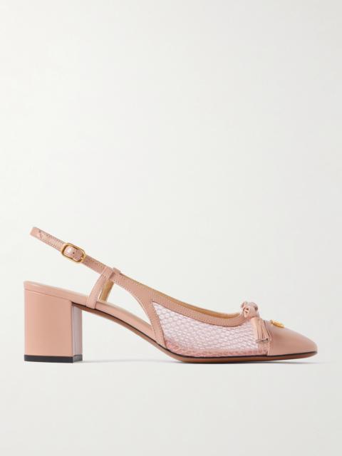 Valentino Valet Du Roi 60 Tasseled Leather And Mesh Slingback Pumps