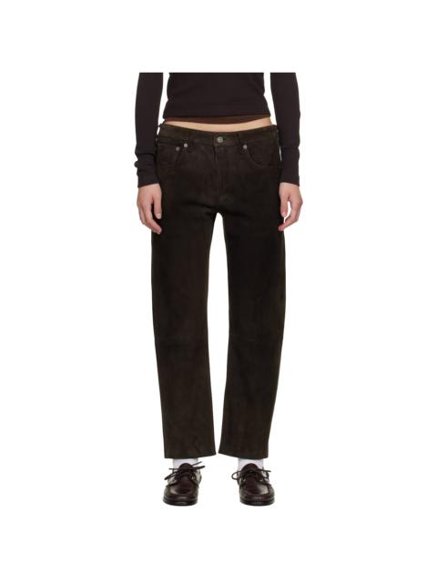 Citizens of Humanity Brown Winslow Boyfriend Suede Trousers