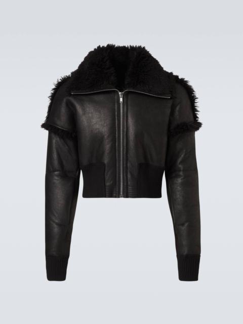 Rick Owens Dracucollar shearling-lined leather jacket