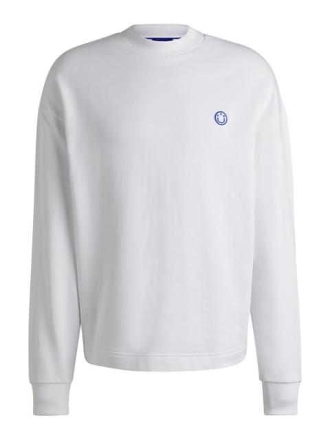 HUGO COTTON-TERRY SWEATSHIRT WITH HAPPY HUGO LOGO PATCH