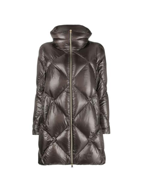 diamond-quilted padded coat