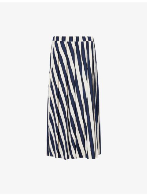WEEKEND Max Mara Striped Elasticated-Waist Cotton Midi Skirt