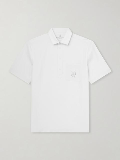 Brunello Cucinelli Logo-Appliquéd Wool Polo Shirt