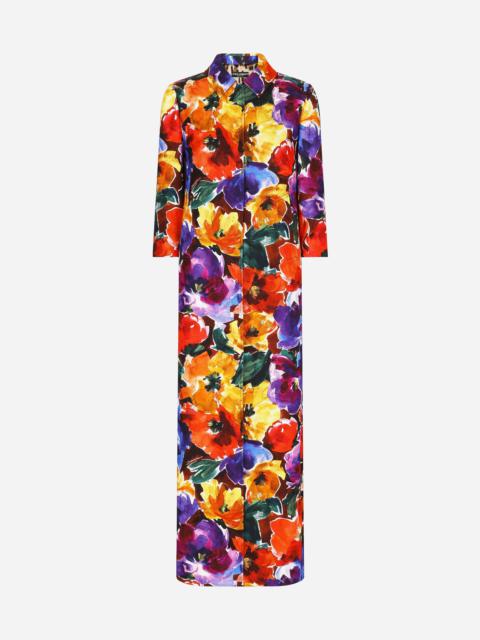 Dolce & Gabbana Long brocade coat with abstract flower print