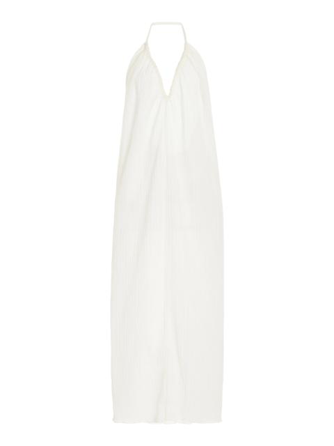 Textured Organic Cotton-Silk Maxi Dress white