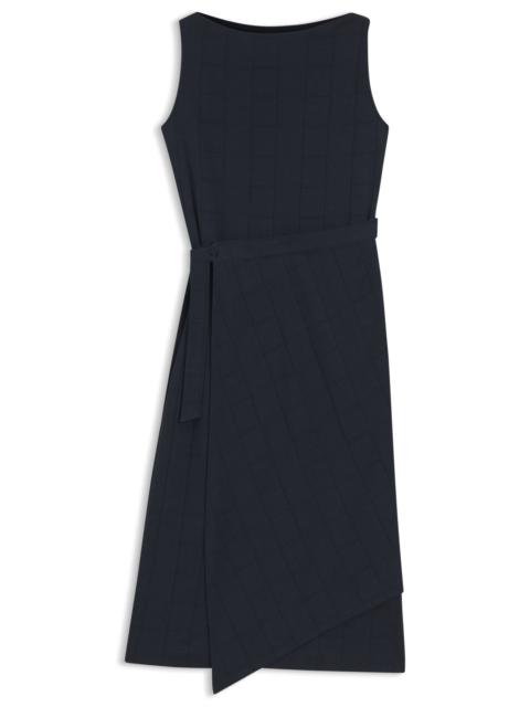 BOSS SLIM-FIT CHECKED JERSEY DRESS WITH BELT