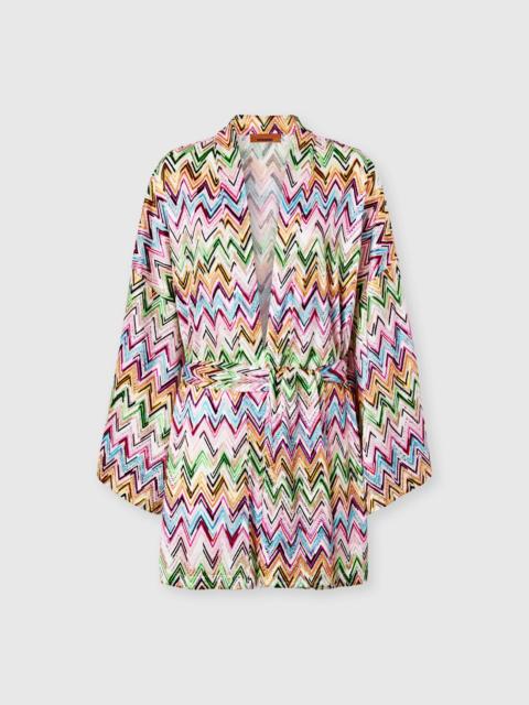 Missoni Kimono cover-up in stretch viscose with lace and zigzag motif