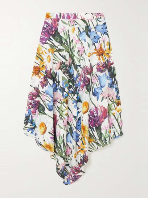Stella McCartney Asymmetric floral-print crepe de chine midi skirt