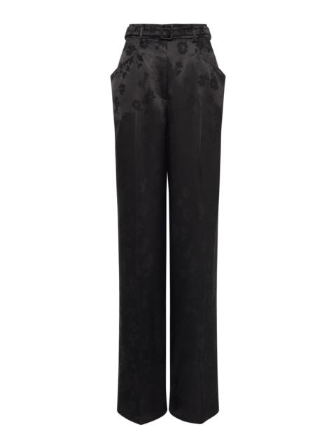 Norman Wide-leg Pant in Black Embroidered Silk