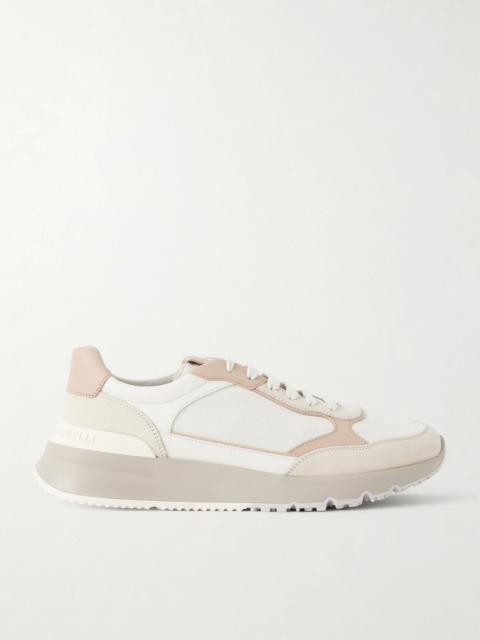 Leather and Suede Sneakers Beige