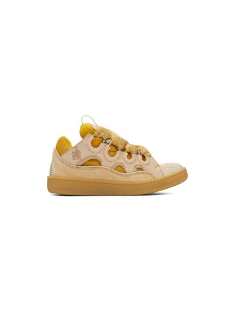 SSENSE Exclusive Beige & Yellow Leather Curb Sneakers