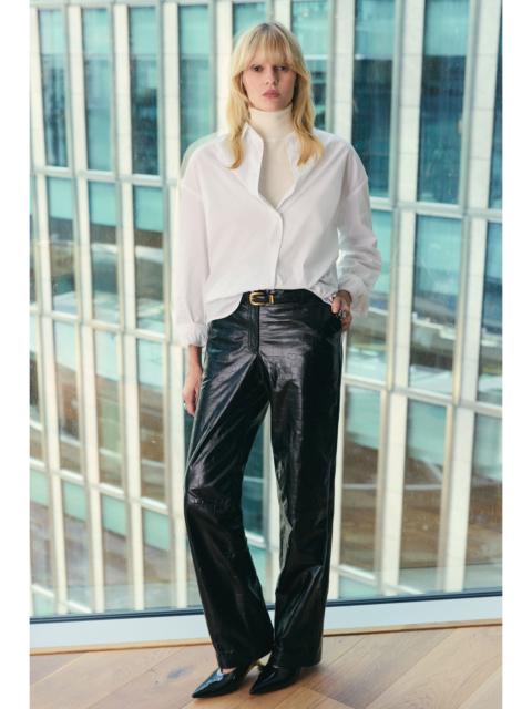 KAREN MILLEN High Shine Croc Embossed Leather Straight Trouser