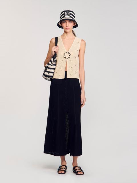 Sandro MAXI DECORATIVE KNIT SKIRT