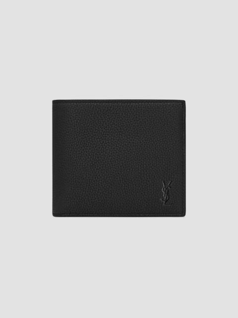SAINT LAURENT Men's Cassandre Shadow Leather Wallet with Coin Purse - Black