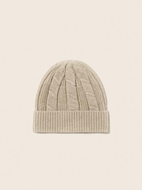 ZEGNA CREAM WHITE MÉLANGE OASI CASHMERE BEANIE