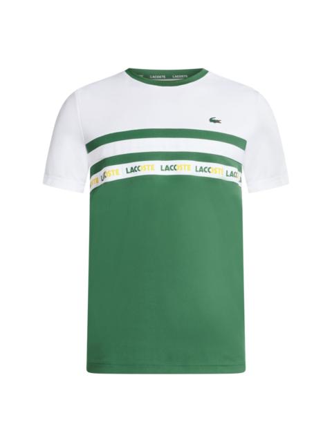 LACOSTE logo-trim striped T-shirt