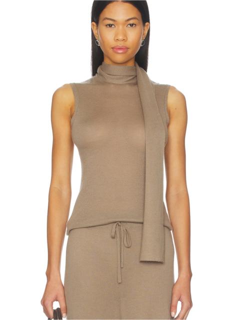 Enza Costa Tissue Cashmere Sleeveless Scarf Sweater
