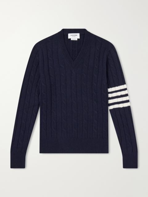 Thom Browne 4-Bar Stripe Cable-Knit Cashmere Sweater