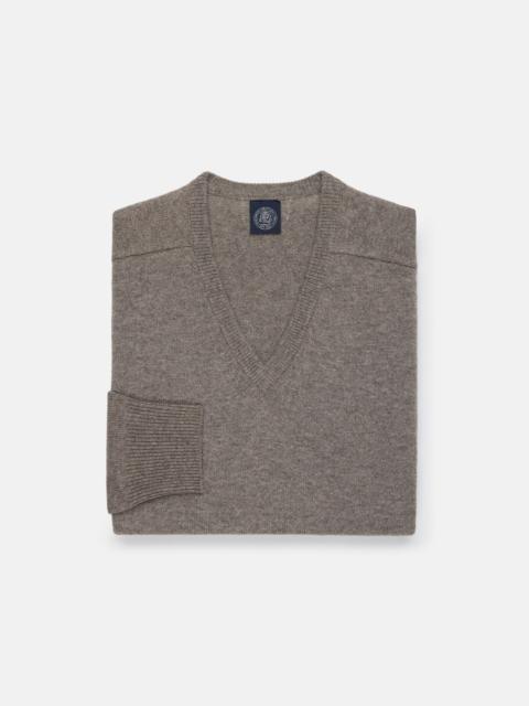 J. PRESS GREY LAMBSWOOL V-NECK SWEATER