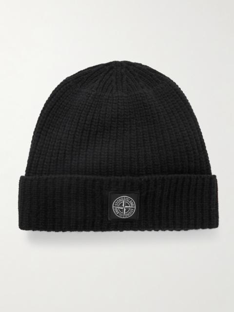 Stone Island Logo-Appliquéd Ribbed Wool Beanie