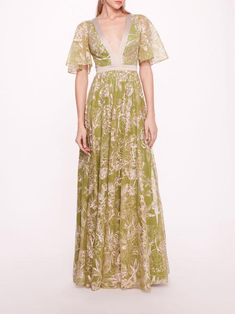 Marchesa PEONIES GOWN