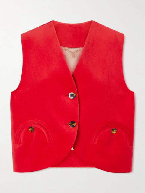 BLAZÉ MILANO Jealousy Gliss Cotton And Linen-velvet Vest