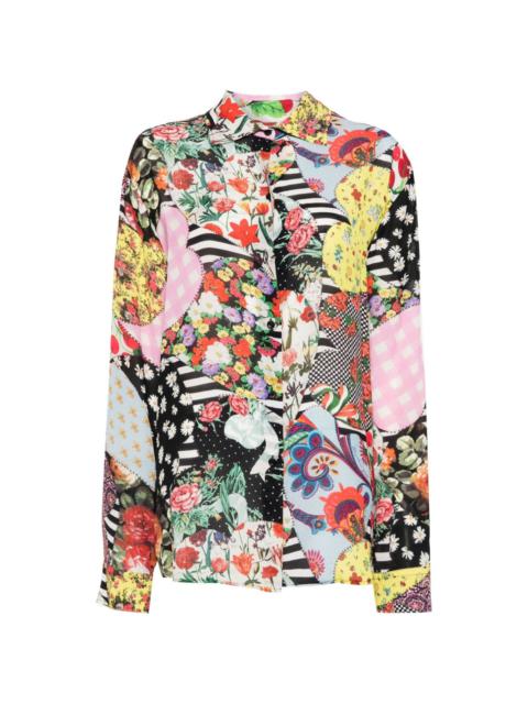 abstract-pattern print spread-collar shirt